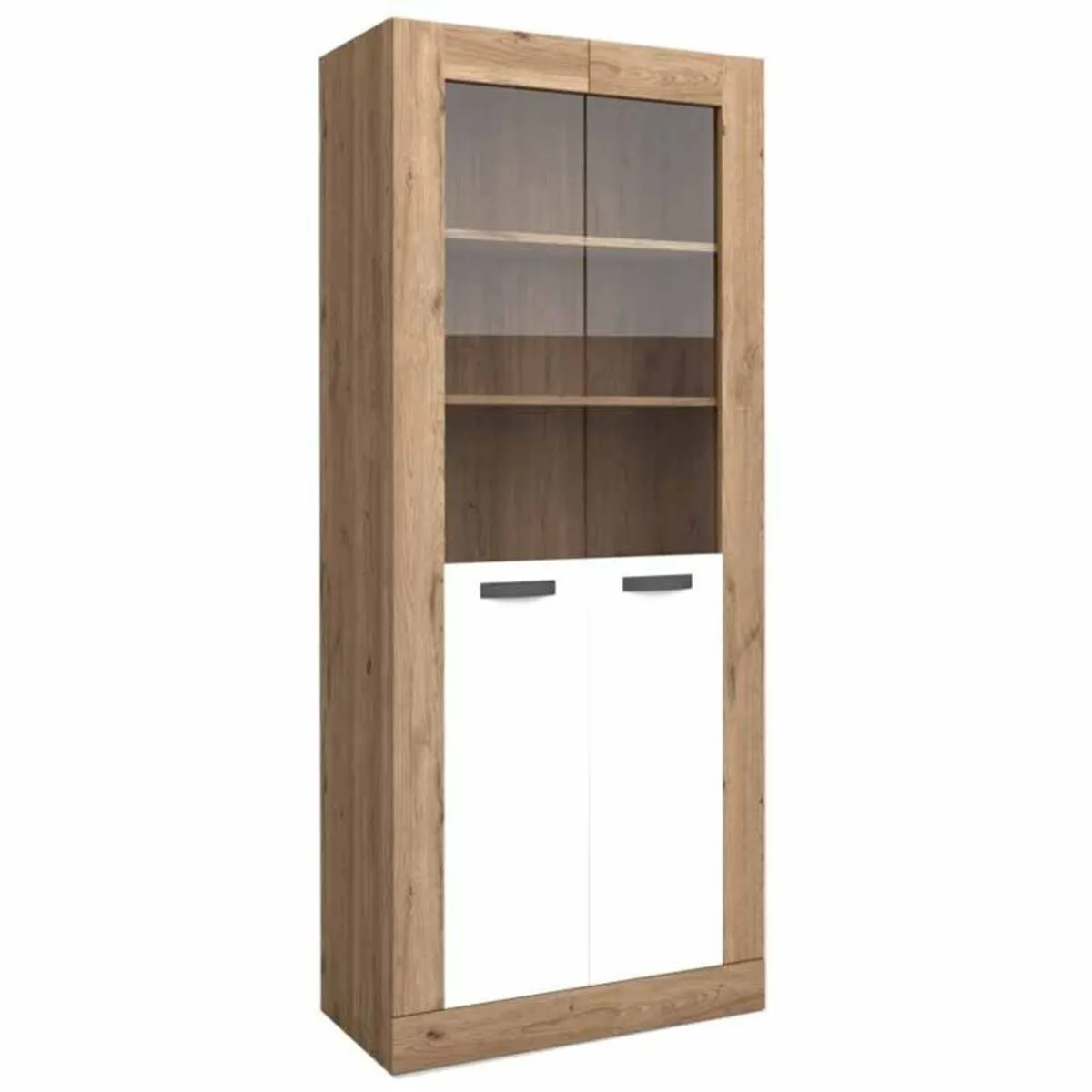 TU MESITA - Vitrina Moderna 2 puertas Argos color MarrónBlanco TU MESITA