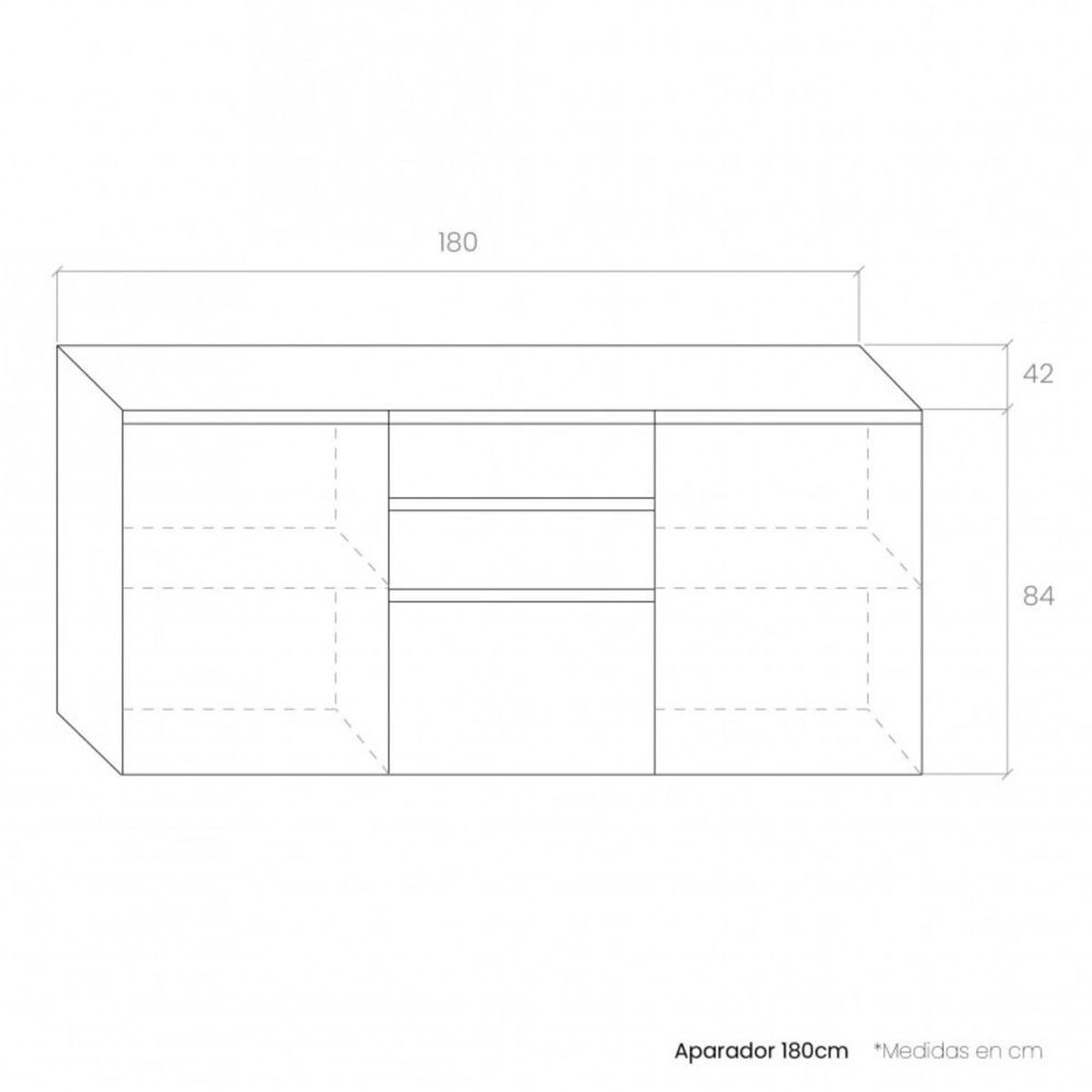 TU MESITA - Aparador Contemporáneo René 2 cajones 3 puertas TU MESITA