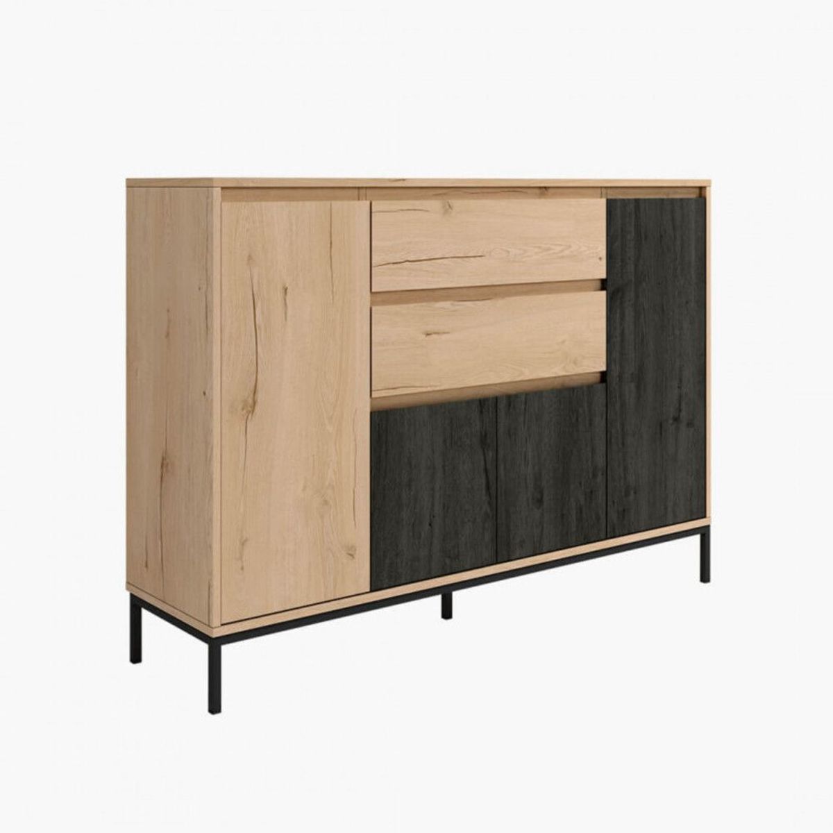 TU MESITA - Aparador Clásico Angelo 4 puertas 2 cajones TU MESITA color DunaNegro