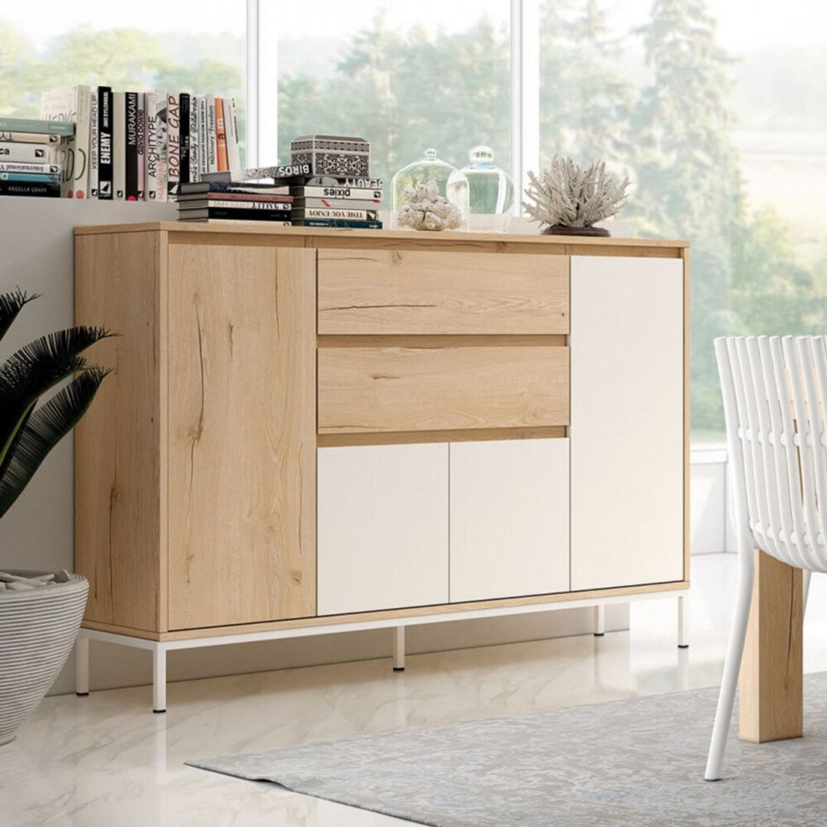 TU MESITA - Aparador Clásico Angelo 4 puertas 2 cajones TU MESITA