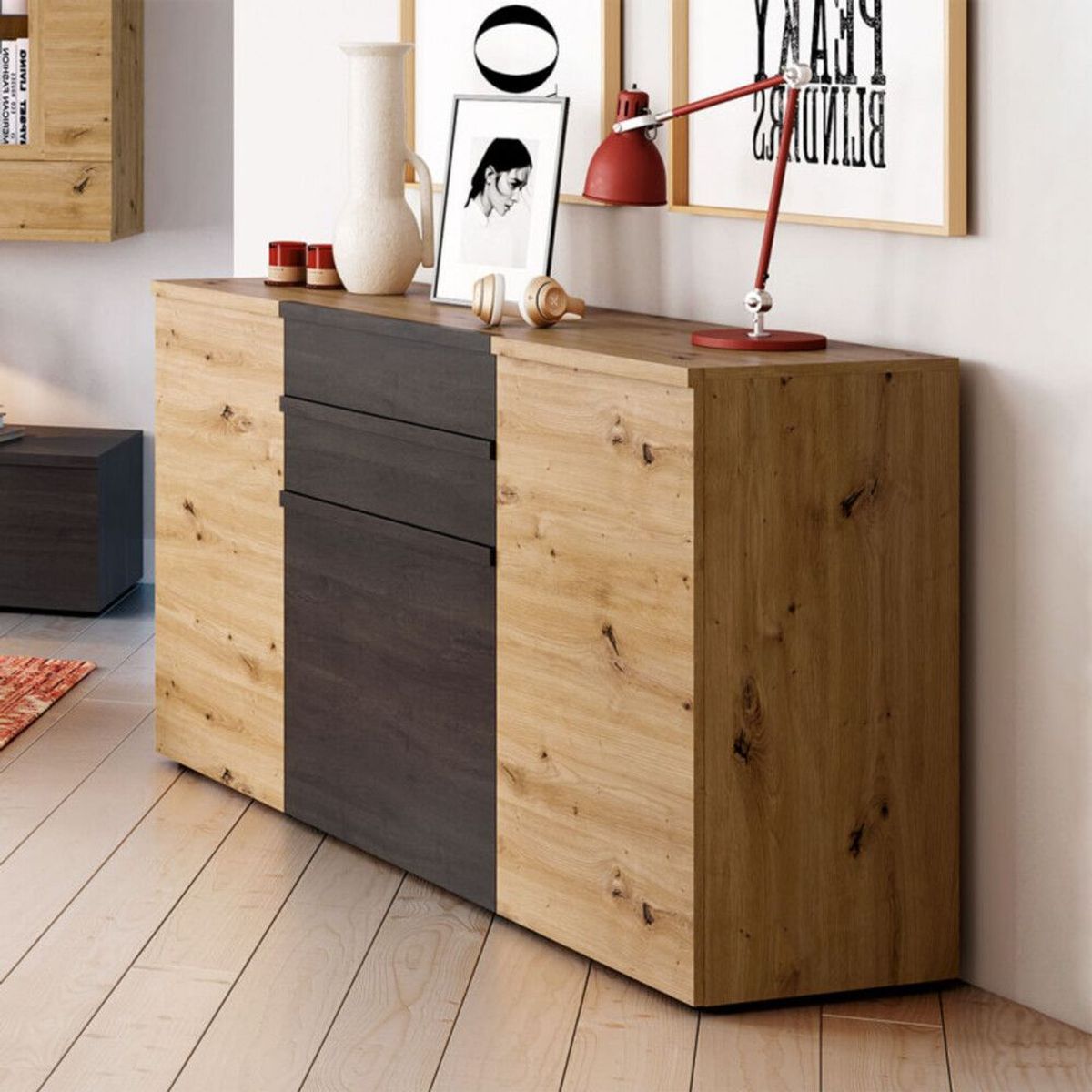 TU MESITA - Aparador Contemporáneo René 2 cajones 3 puertas TU MESITA