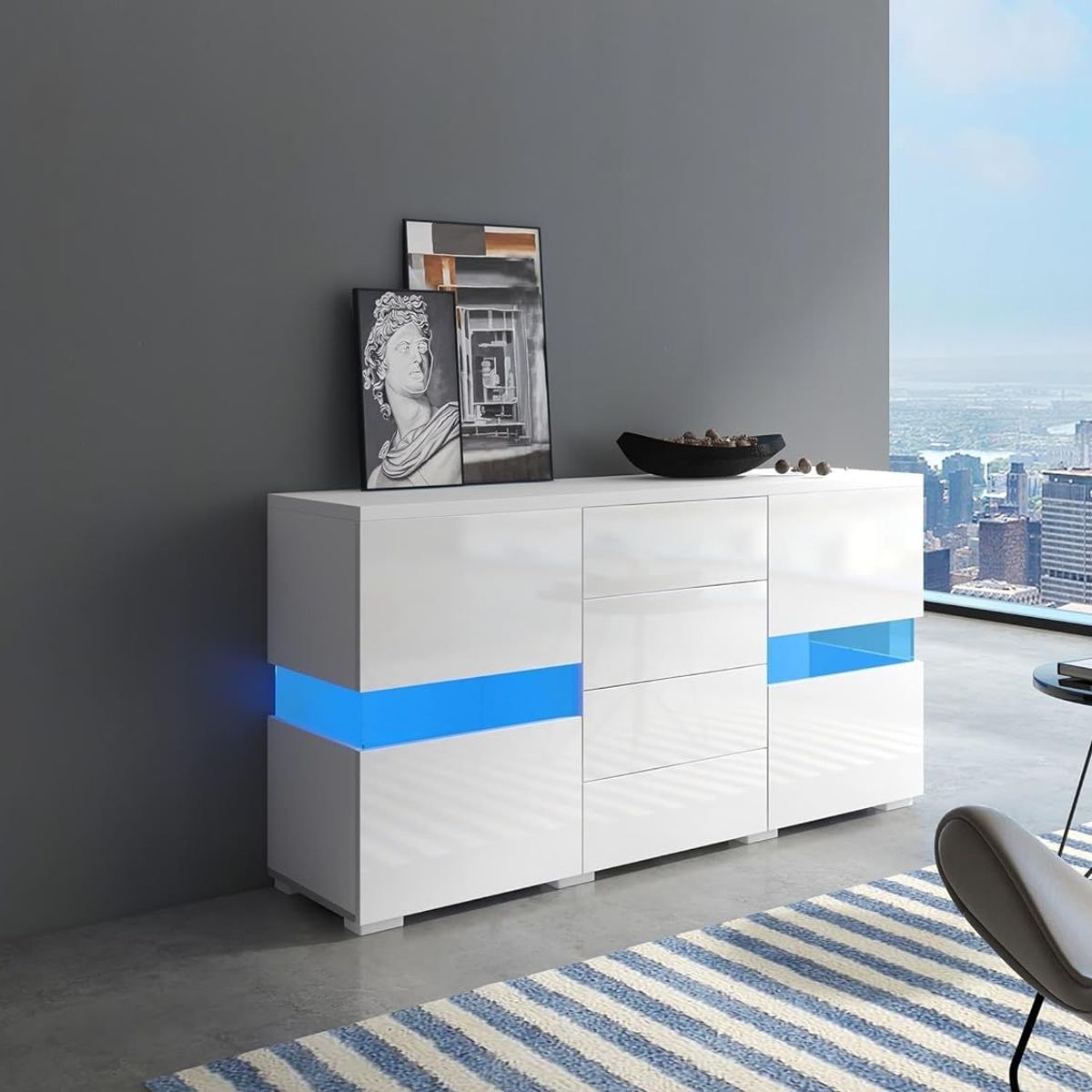 TU MESITA - Recibidor Moderno con luces LED Beatriz color Blanco TU MESITA