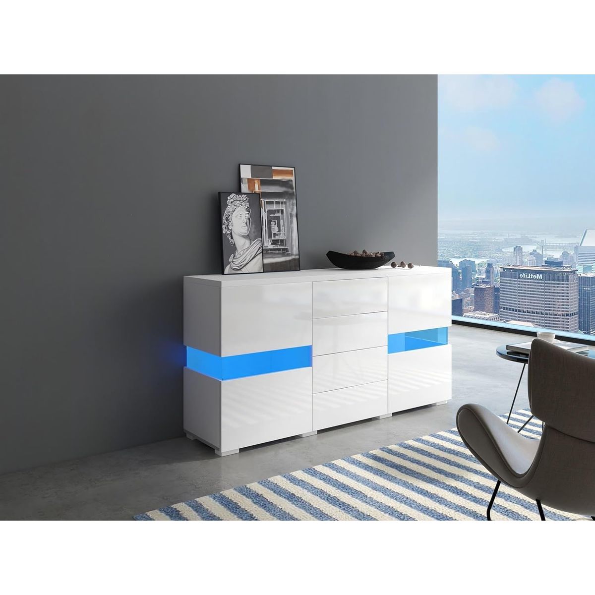 TU MESITA - Recibidor Moderno con luces LED Beatriz color Blanco TU MESITA