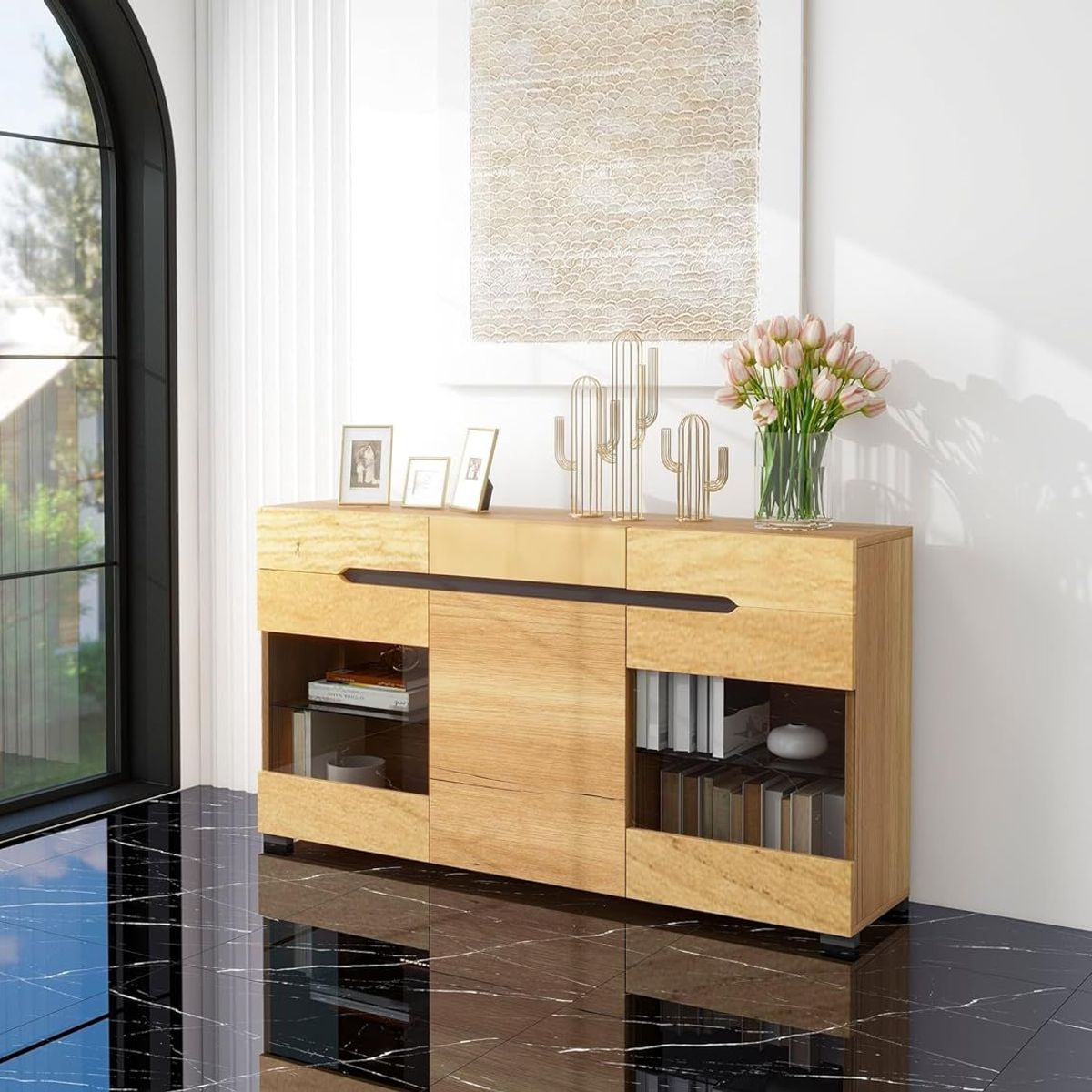 TU MESITA - Aparador con Luz Moderno Fosatti 3 cajones 3 puertas TU MESITA