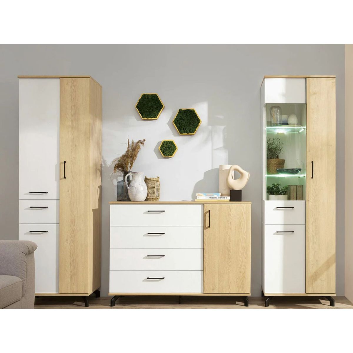 TU MESITA - Aparador Rústico Omaha 4 cajones 1 puerta TU MESITA color BlancoHaya