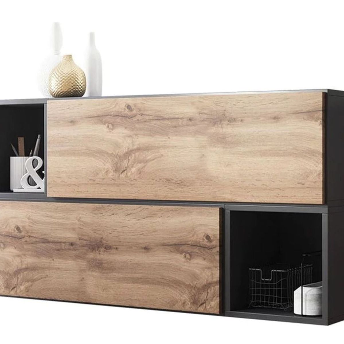 TU MESITA - Aparador Moderno Flotante Darius color MarrónNegro TU MESITA