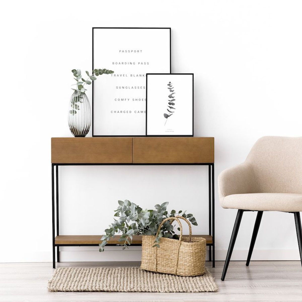 TU MESITA - Recibidor Industrial Kimmi color Duna 2 cajones TU MESITA