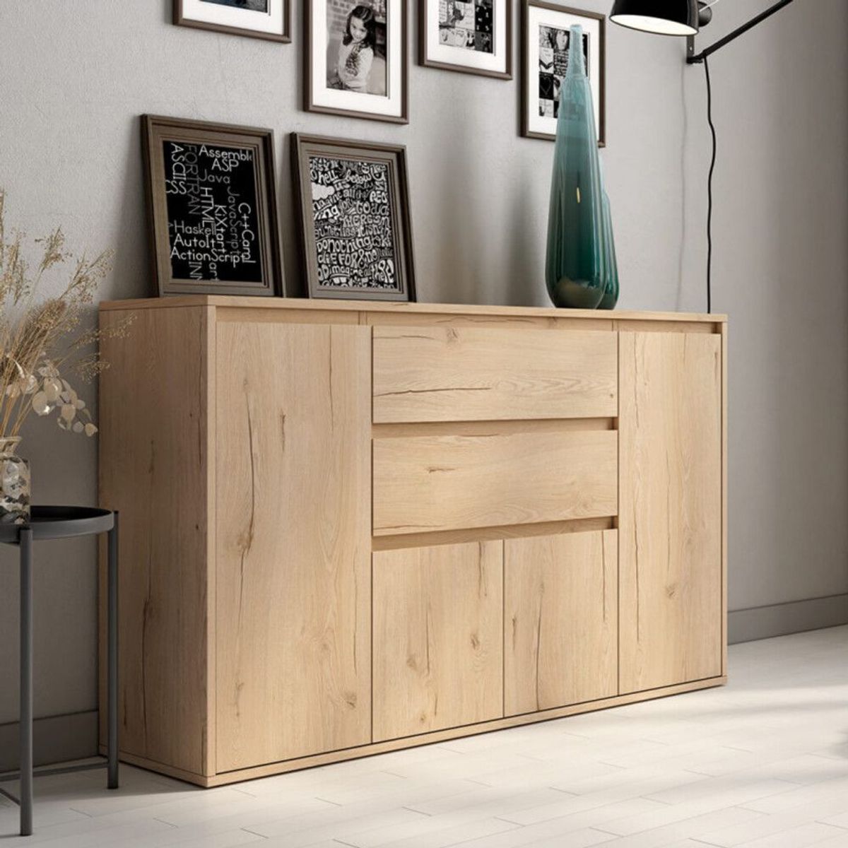 TU MESITA - Aparador Recibidor Rodrigo 4 puertas 2 cajones TU MESITA color Duna