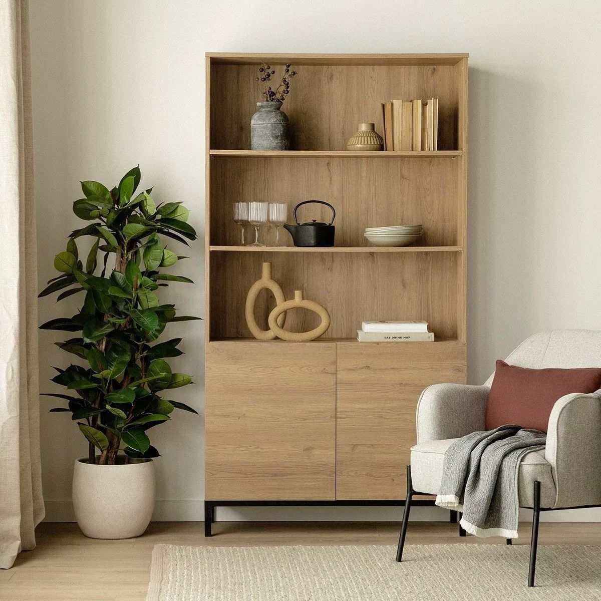 TU MESITA - Aparador con Estanteria Nórdico Fausto color Duna TU MESITA