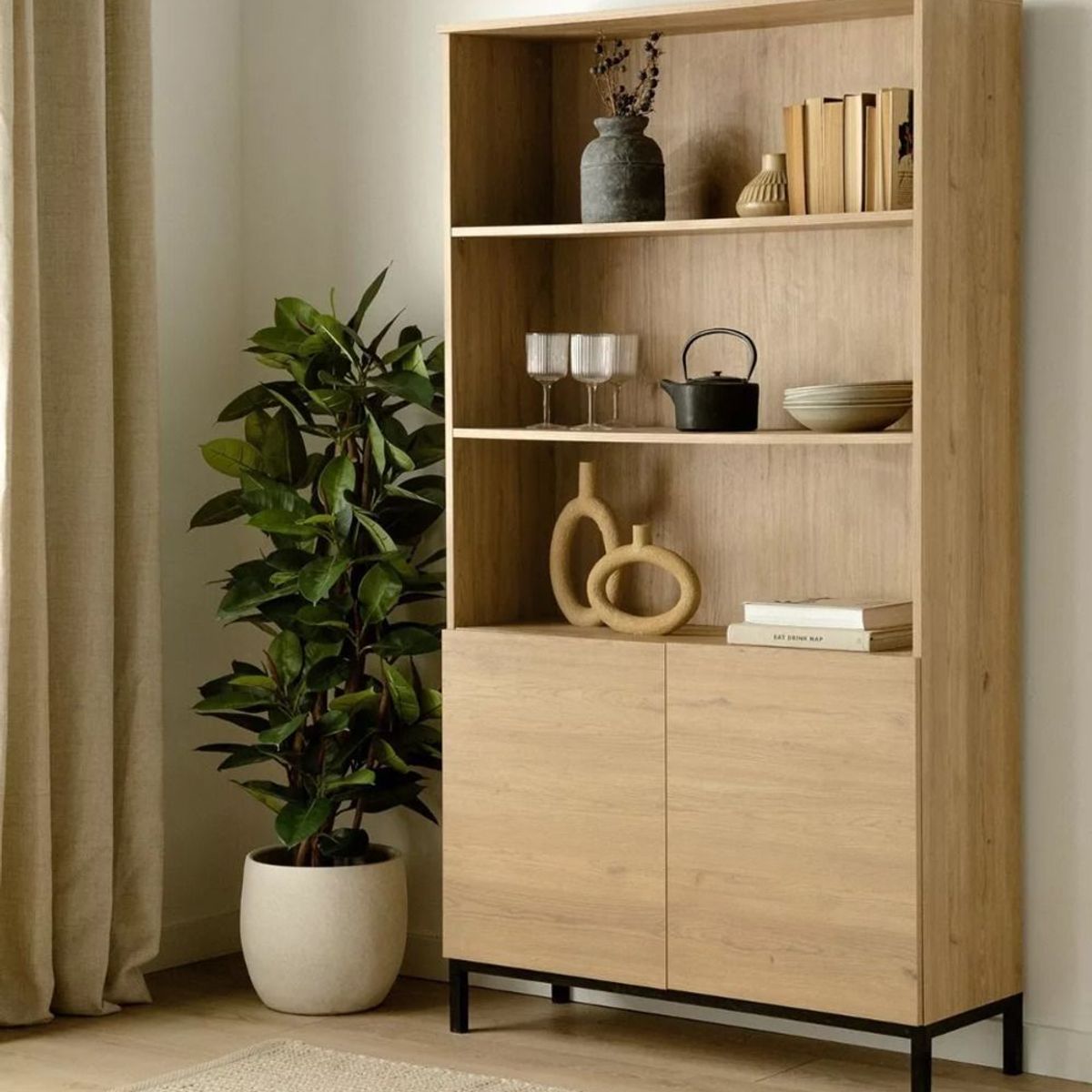 TU MESITA - Aparador con Estanteria Nórdico Fausto color Duna TU MESITA