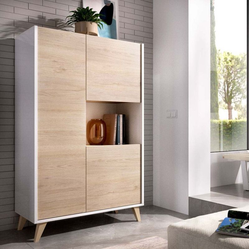 TU MESITA - Vitrina Moderna 3 puertas Travis color BlancoDuna TU MESITA