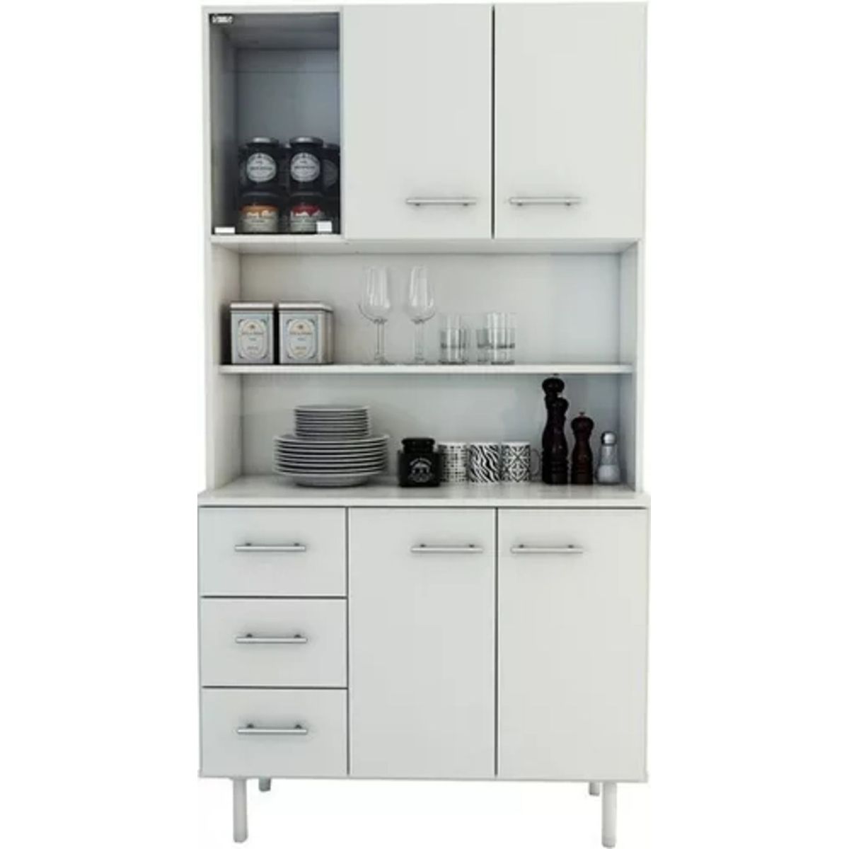 TU MESITA - Aparador con Estanteria para vajilla Markan color Blanco TU MESITA