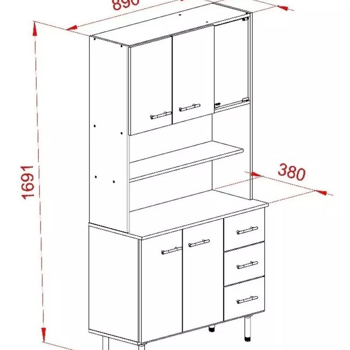 TU MESITA - Aparador con Estanteria para vajilla Markan color Blanco TU MESITA
