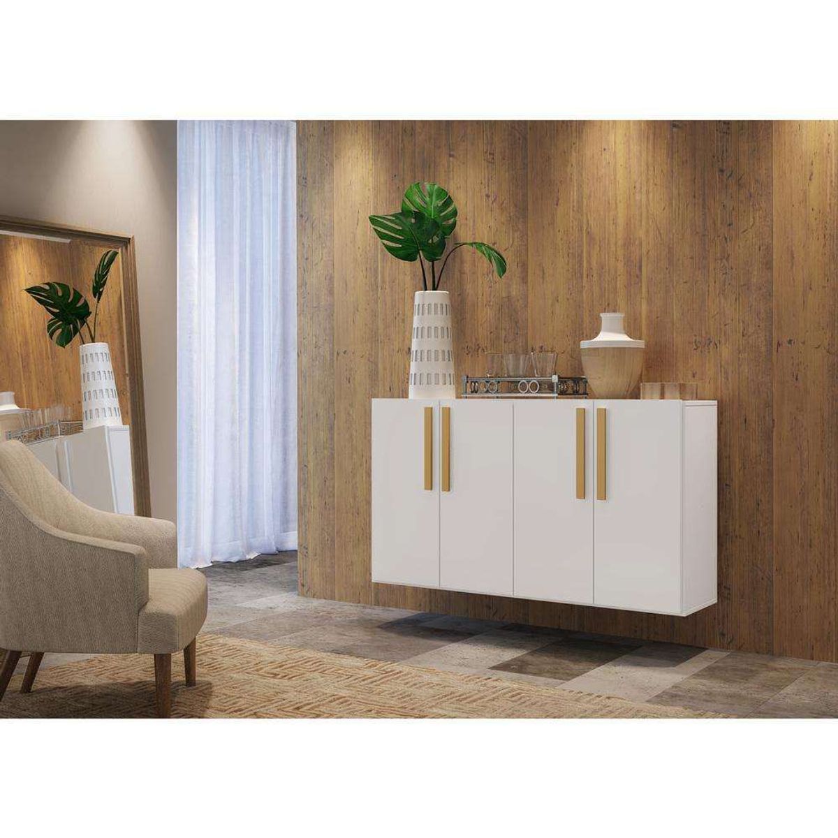 TU MESITA - Aparador Flotante 4 puertas Karim color Blano TU MESITA