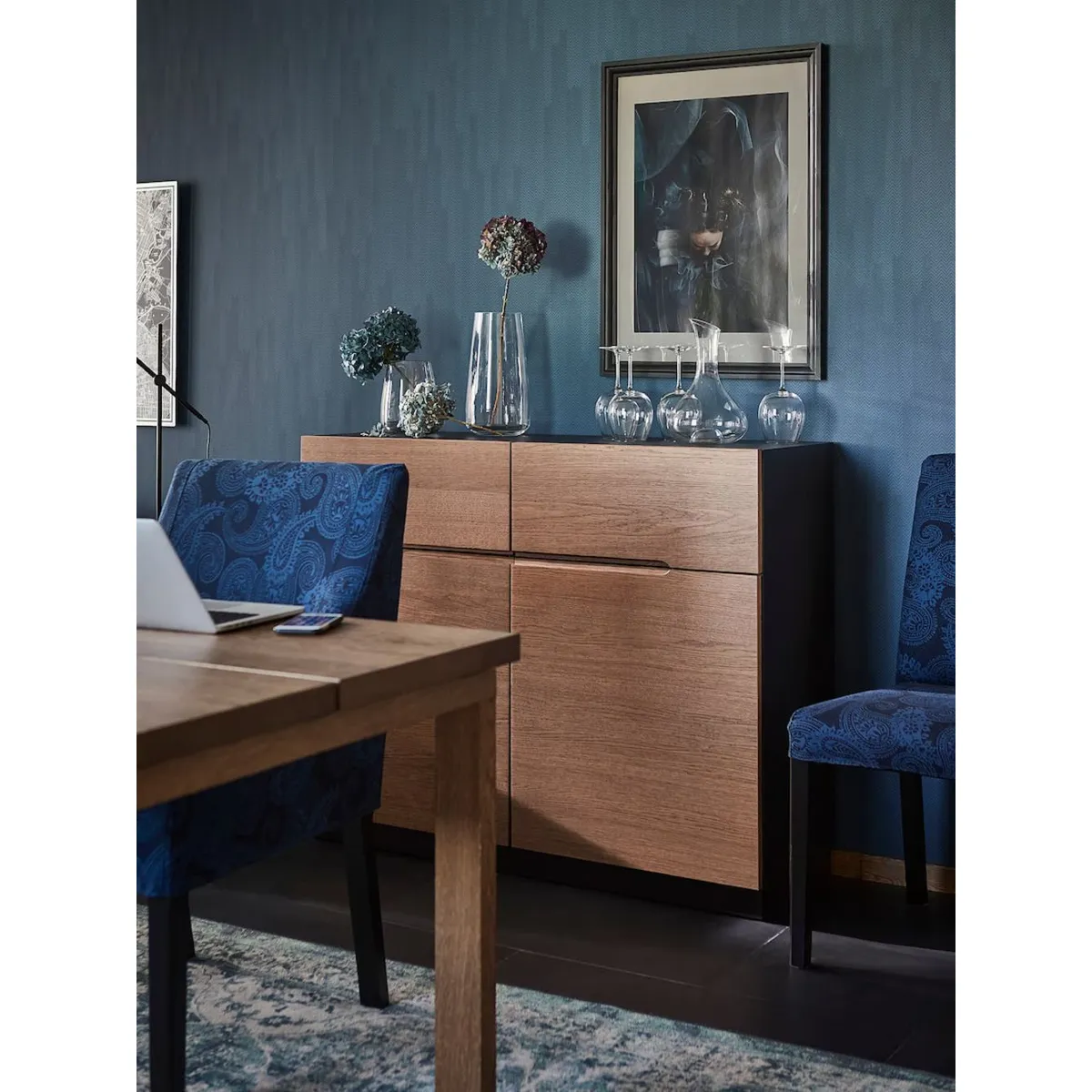 TU MESITA - Aparador 2 puertas 2 cajones Crillón color NegroMarrón TU MESITA