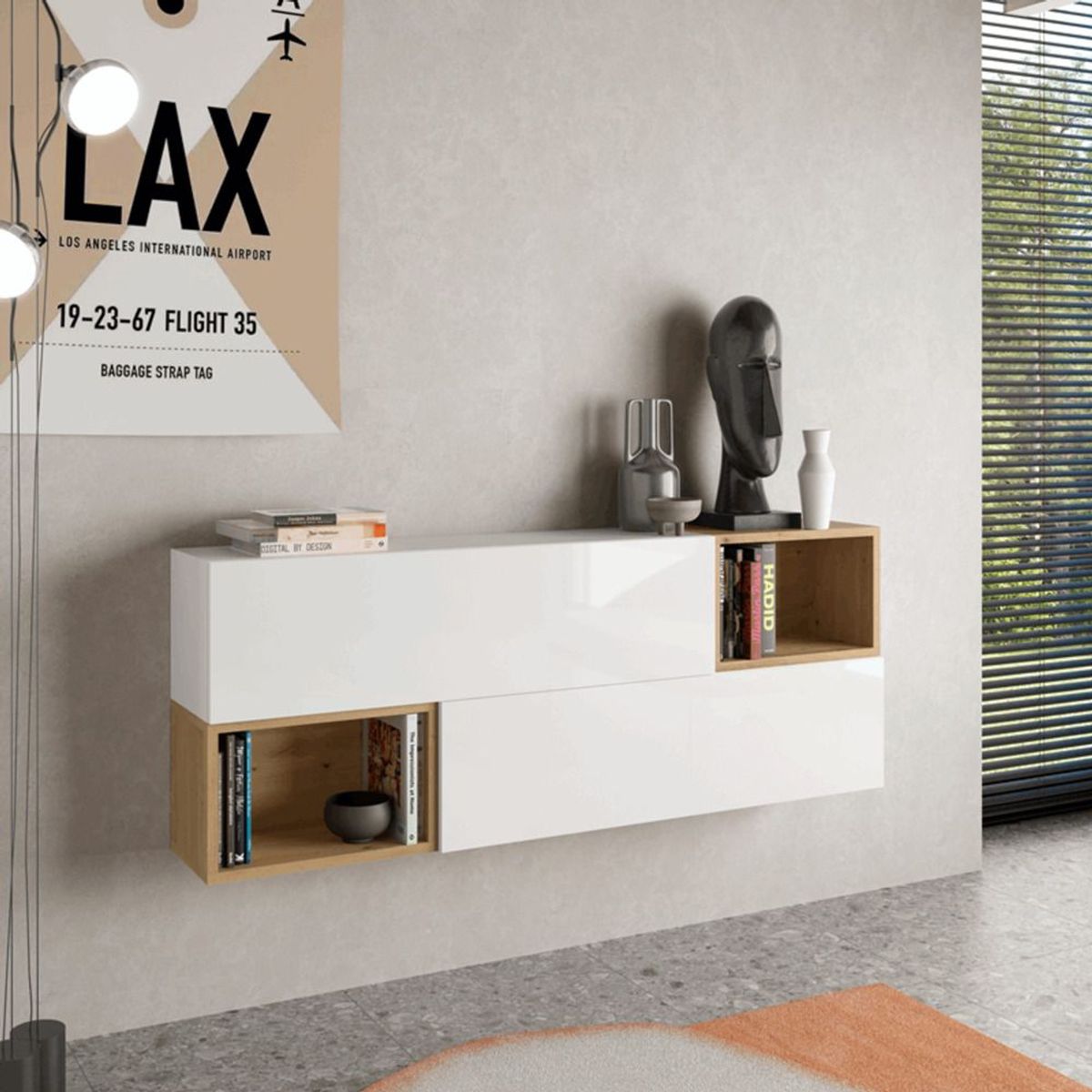 TU MESITA - Aparador Flotante moderno Ventura 2 puertas TU MESITA BlancoDuna