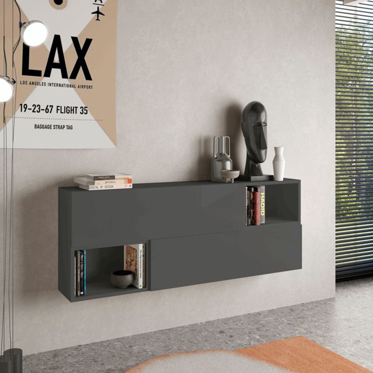 TU MESITA - Aparador Flotante moderno Ventura 2 puertas TU MESITA Negro