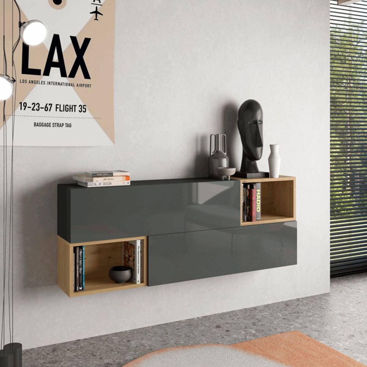 TU MESITA - Aparador Flotante moderno Ventura 2 puertas TU MESITA NegroDuna