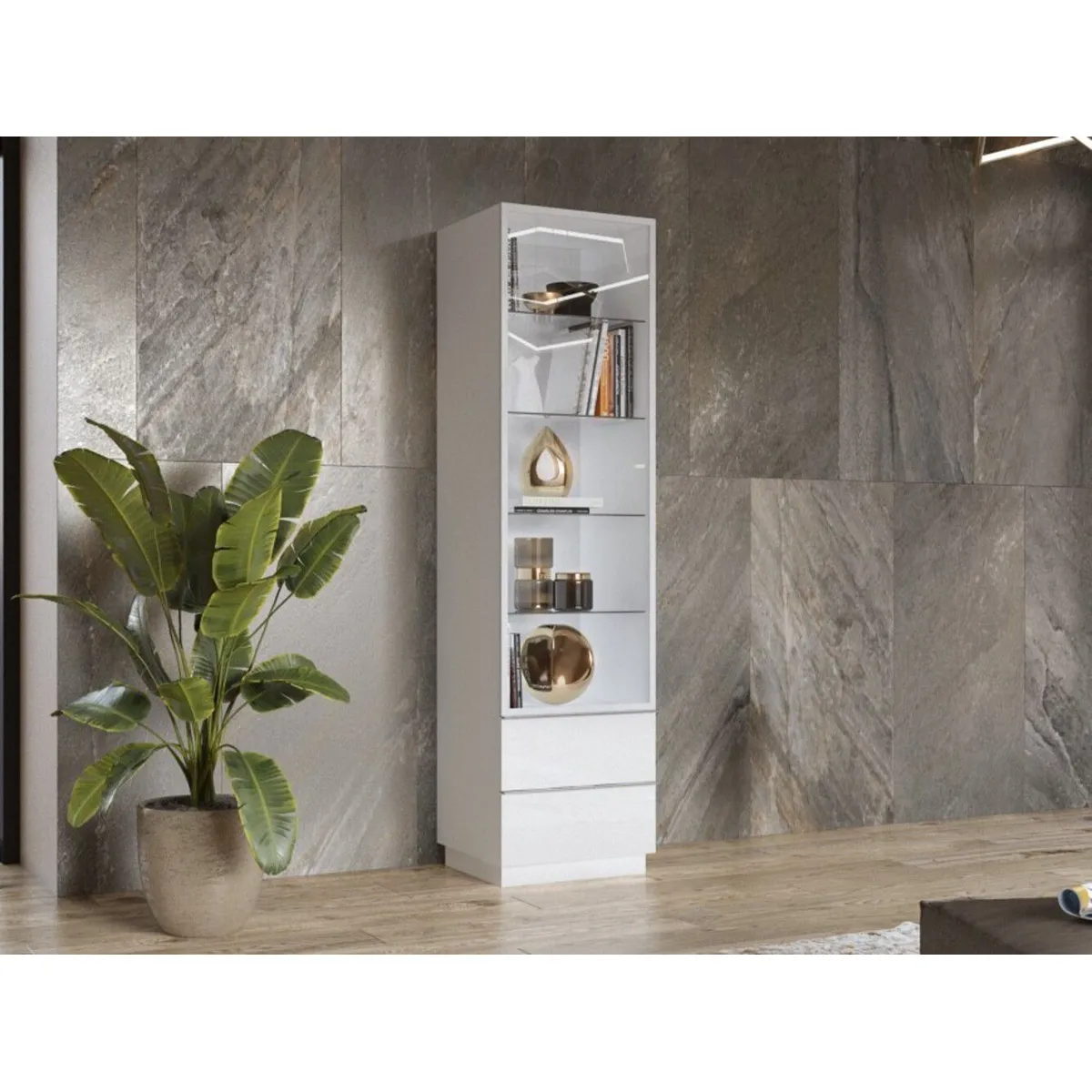 TU MESITA - Vitrina Alta Tilsa 1 puerta 2 cajones TU MESITA color Blanco