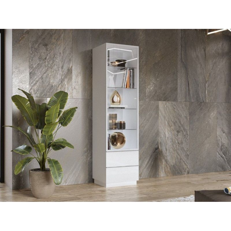 TU MESITA - Vitrina Alta Tilsa 1 puerta 2 cajones TU MESITA color Blanco