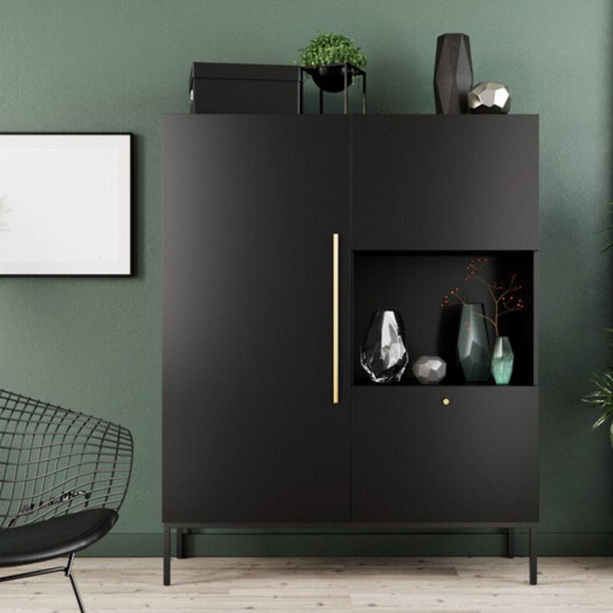 TU MESITA - Aparador Moderno con Luz Esteban color Negro TU MESITA