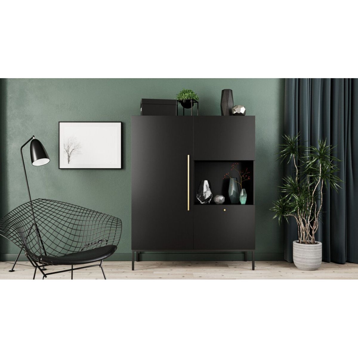 TU MESITA - Aparador Moderno con Luz Esteban color Negro TU MESITA