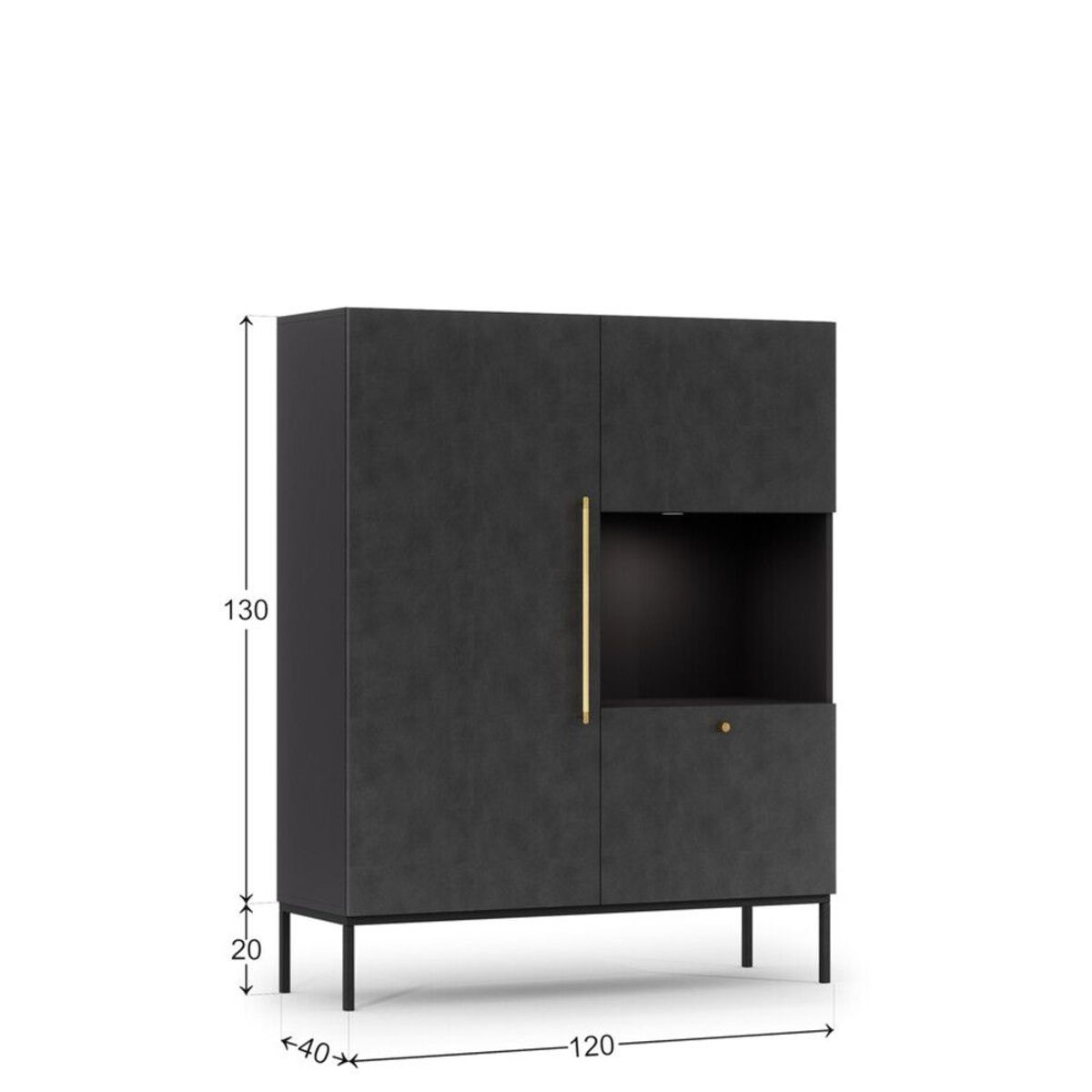 TU MESITA - Aparador Moderno con Luz Esteban color Negro TU MESITA