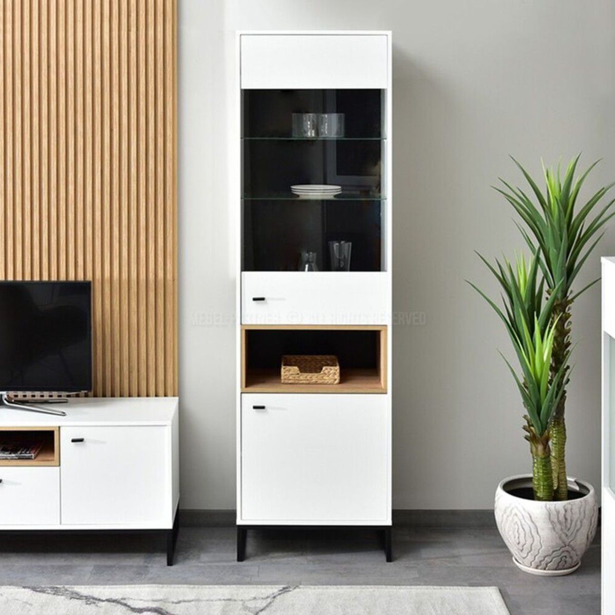 TU MESITA - Vitrina Alta Sybila color Blanco 2 puertas TU MESITA