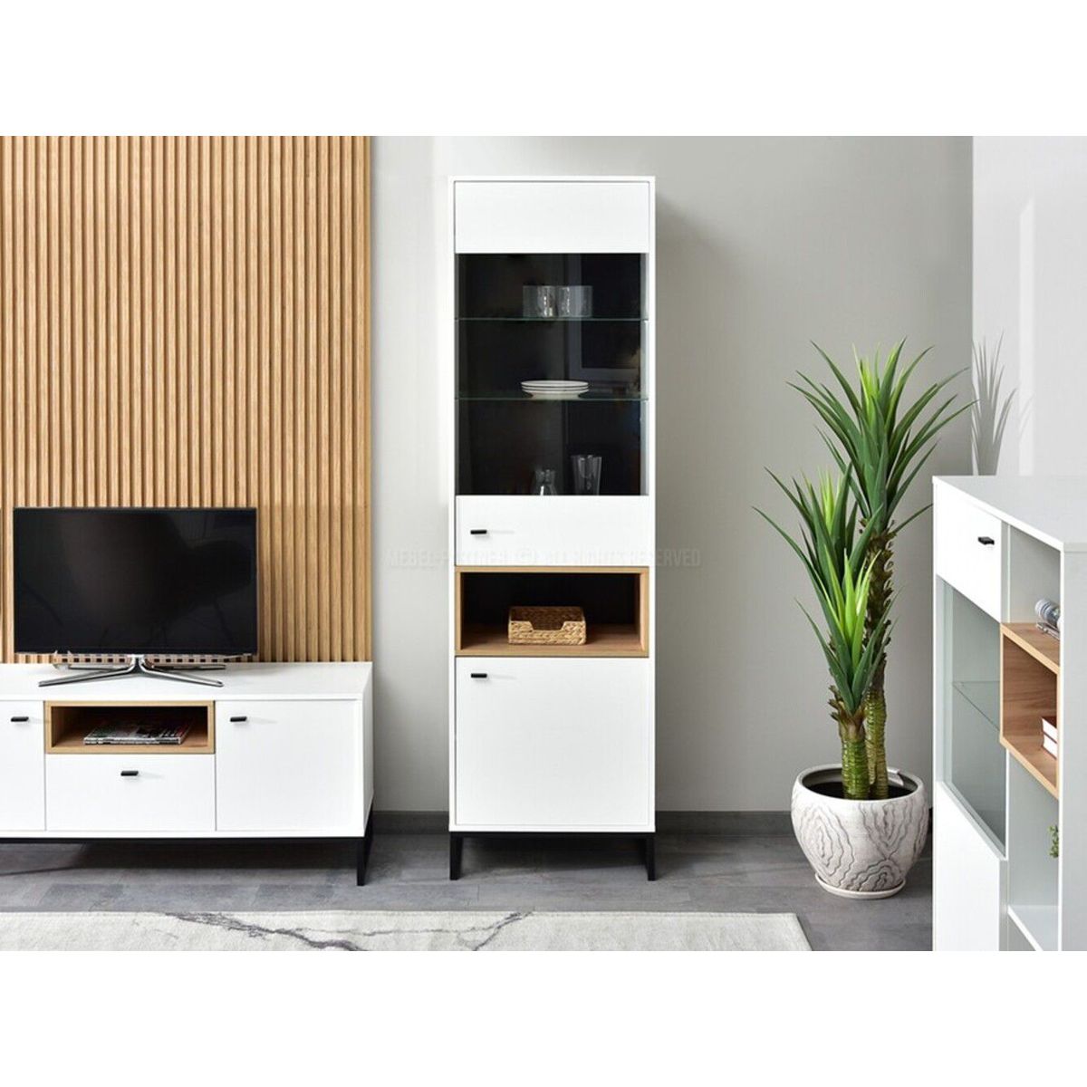 TU MESITA - Vitrina Alta Sybila color Blanco 2 puertas TU MESITA