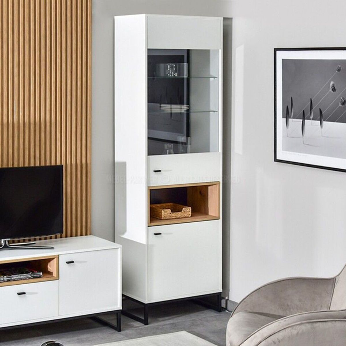 TU MESITA - Vitrina Alta Sybila color Blanco 2 puertas TU MESITA