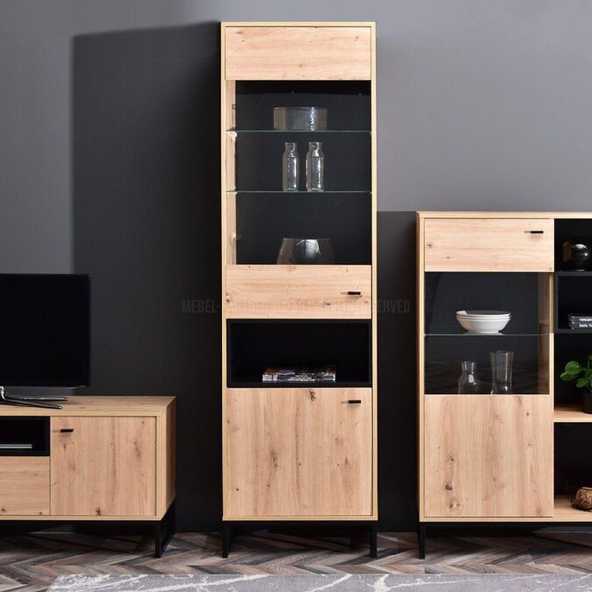 TU MESITA - Vitrina Alta Sybila color Duna 2 puertas TU MESITA