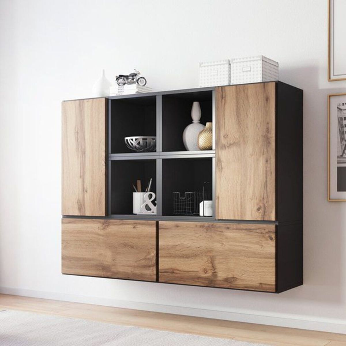 TU MESITA - Vitrina Flotante Dynamo color NegroMacadamia TU MESITA