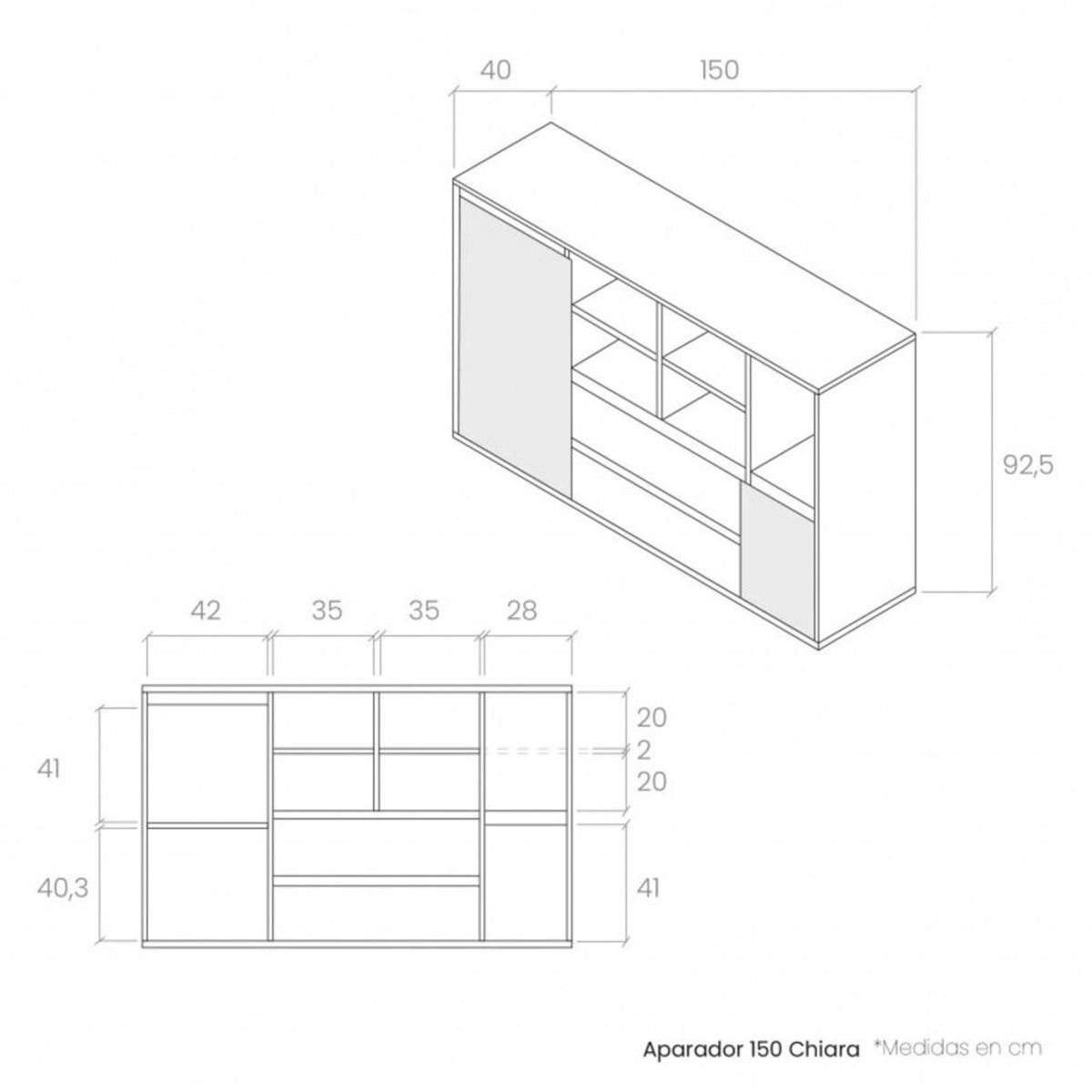 TU MESITA - Aparador Moderno Chiara 2 puertas 2 cajones TU MESITA color DunaBlanco