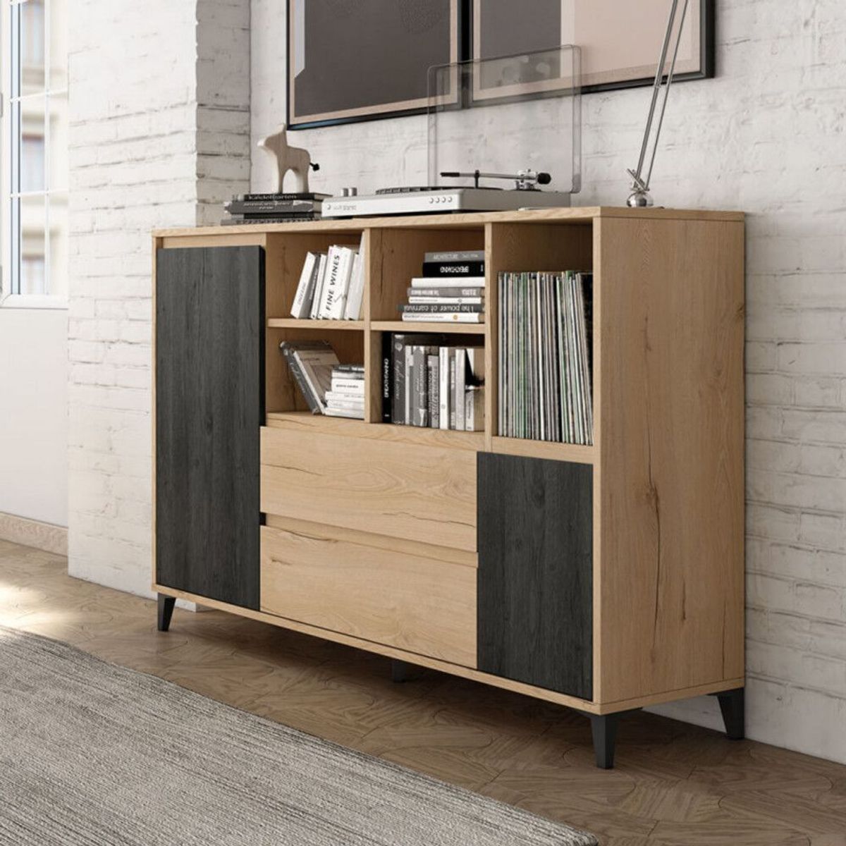 TU MESITA - Aparador Moderno Chiara 2 puertas 2 cajones TU MESITA color DunaNegro