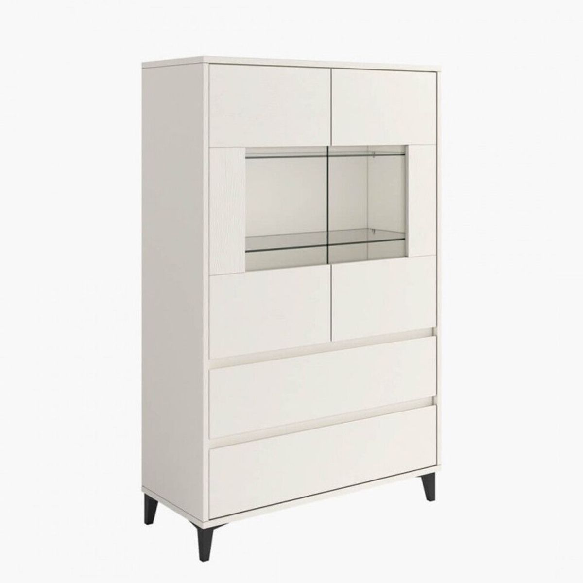 TU MESITA - Vitrina 2 puertas Lucio color Blanco 2 cajones TU MESITA