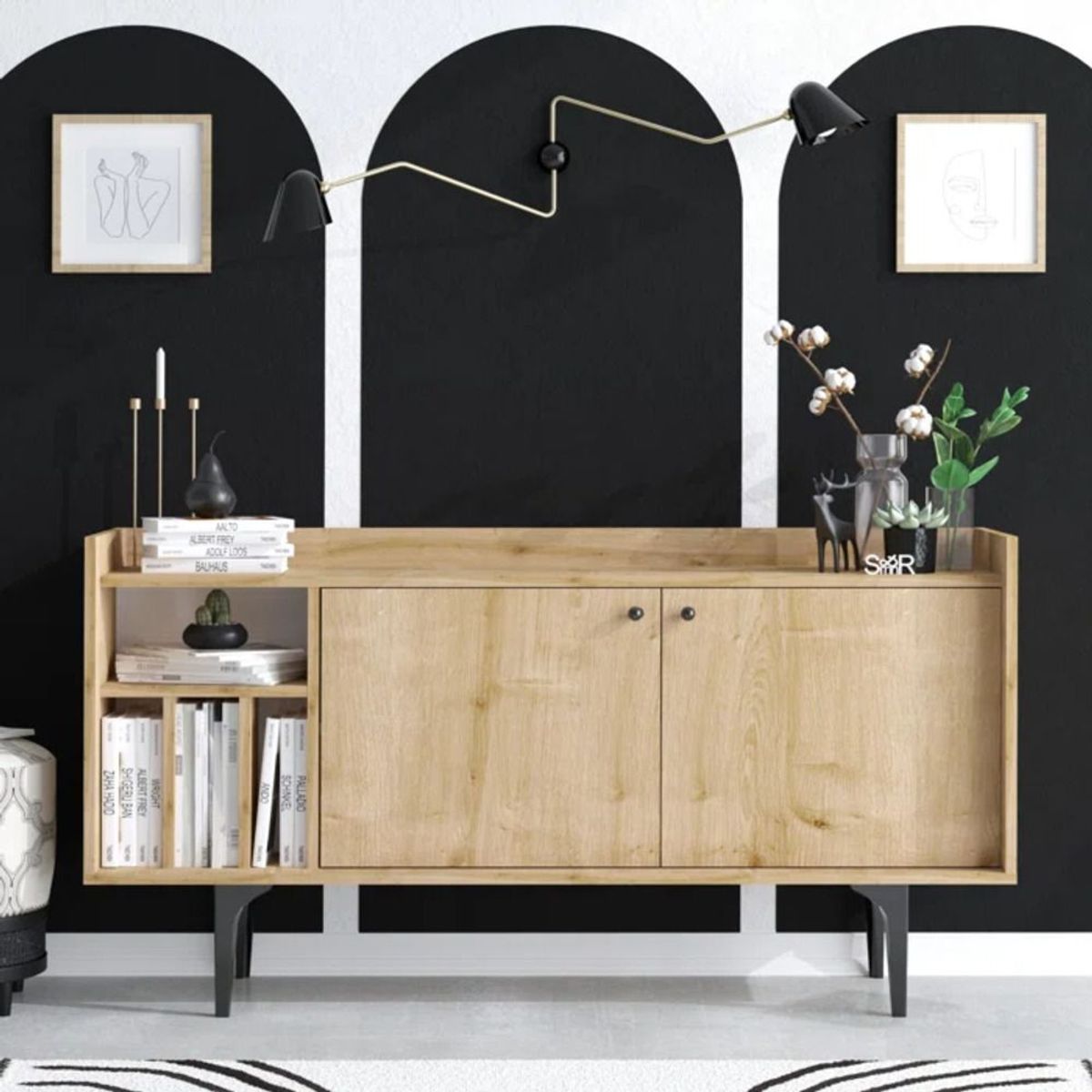 TU MESITA - Aparador Librero Megan color Duna 2 puertas TU MESITA