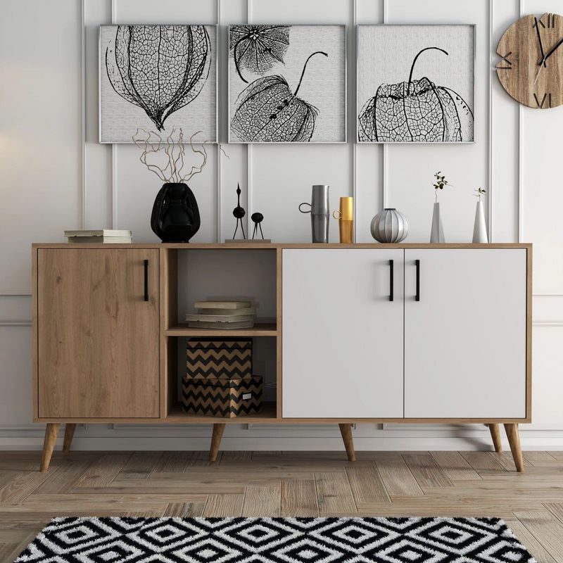 TU MESITA - Aparador Largo 3 puertas Roxy color MarrónBlanco TU MESITA