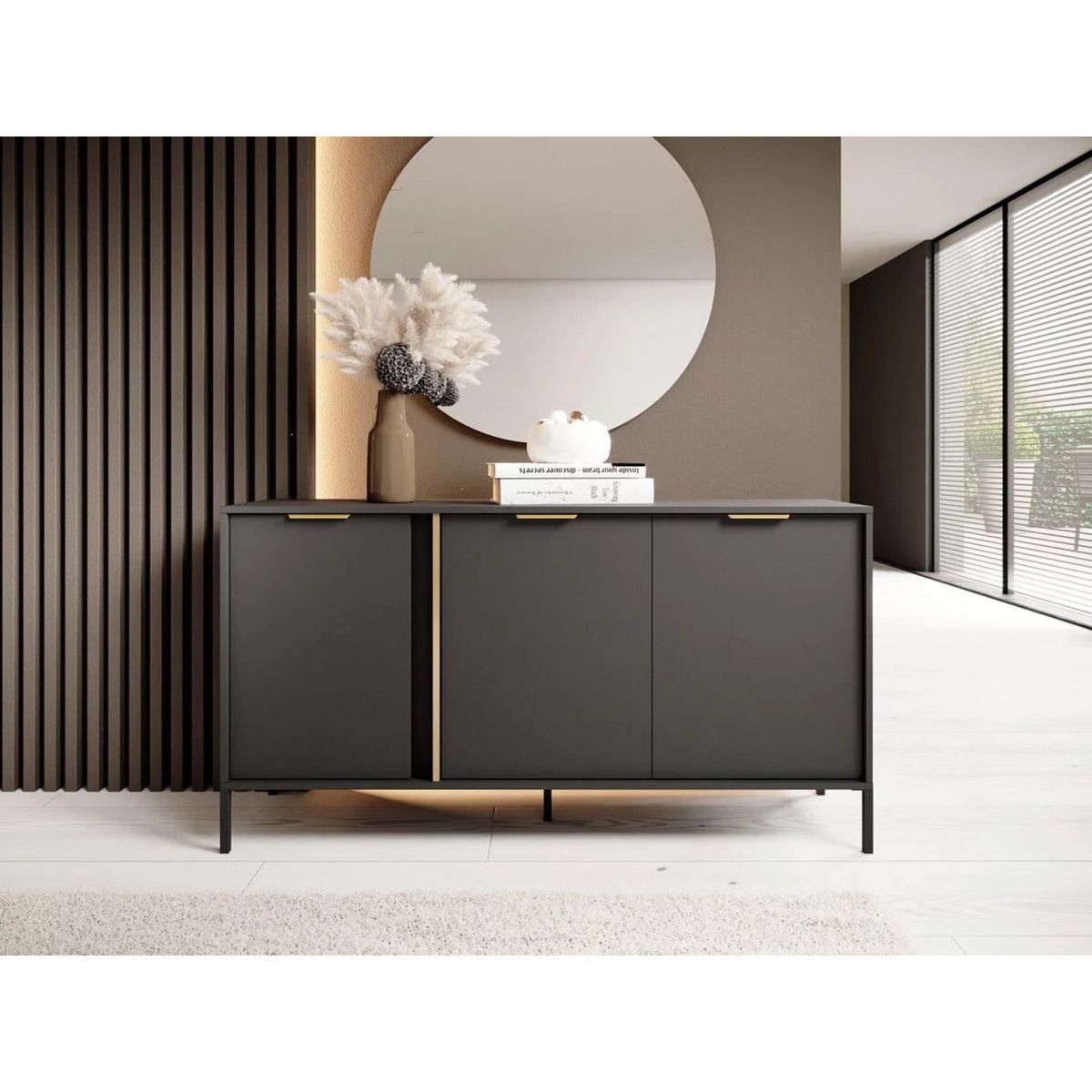 TU MESITA - Aparador Moderno Ballarta 3 puertas color Negro TU MESITA