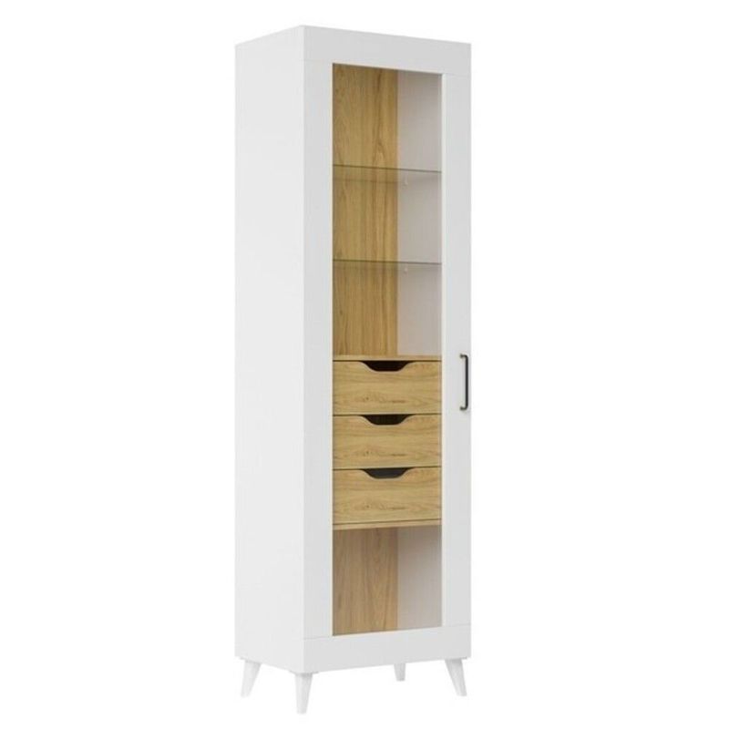TU MESITA - Vitrina Moderna Rochy 1 puerta 3 cajones TU MESITA color BlancoDuna