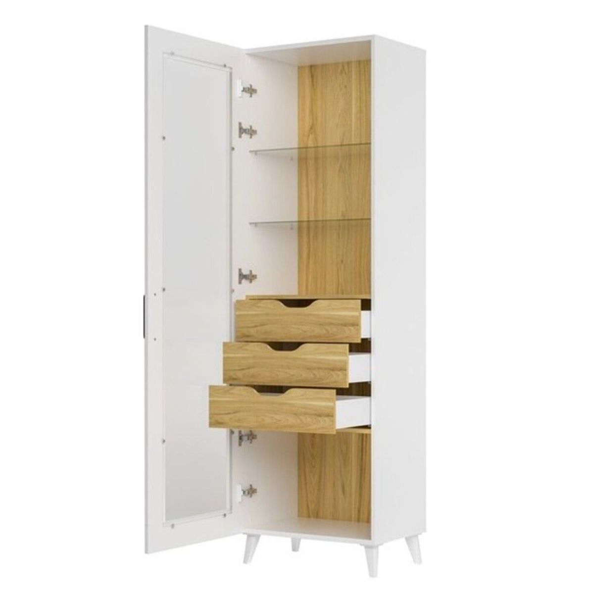 TU MESITA - Vitrina Moderna Rochy 1 puerta 3 cajones TU MESITA color BlancoDuna