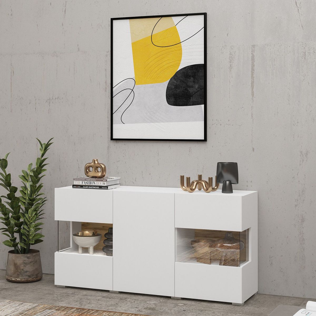 TU MESITA - Aparador Moderno Karito color Blanco TU MESITA 3 puertas