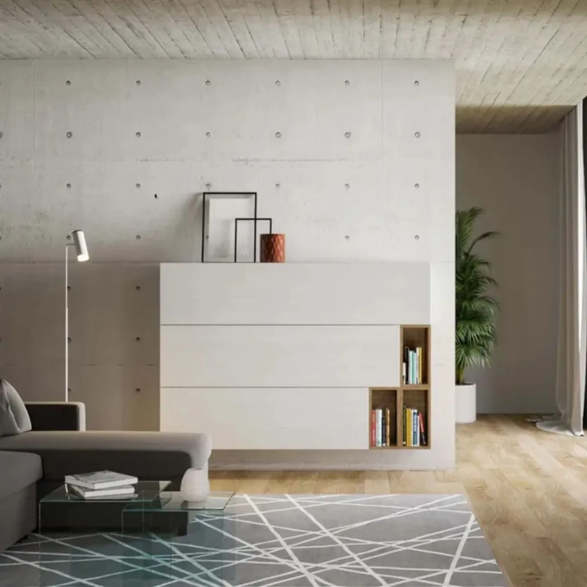 TU MESITA - Aparador Recibidor Flotante Hisoka color Blanco 3 puertas TU MESITA