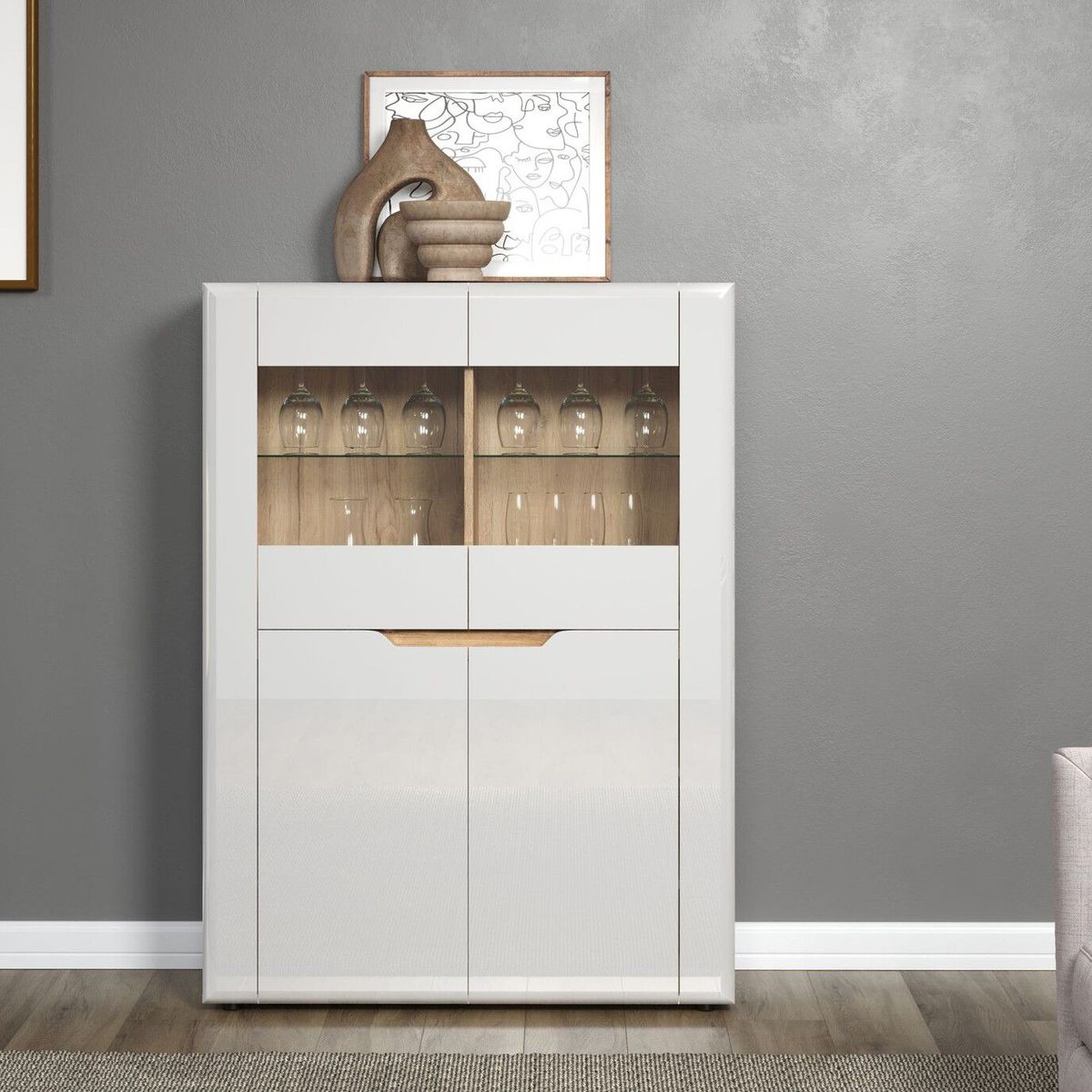 TU MESITA - Aparador Moderno Praga color Blanco 2 puertas TU MESITA