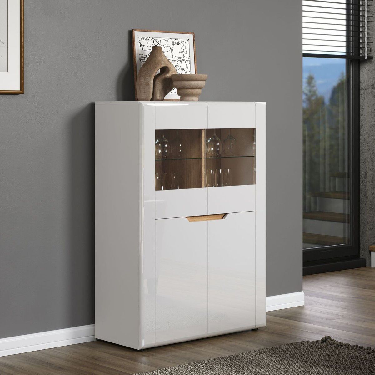 TU MESITA - Aparador Moderno Praga color Blanco 2 puertas TU MESITA