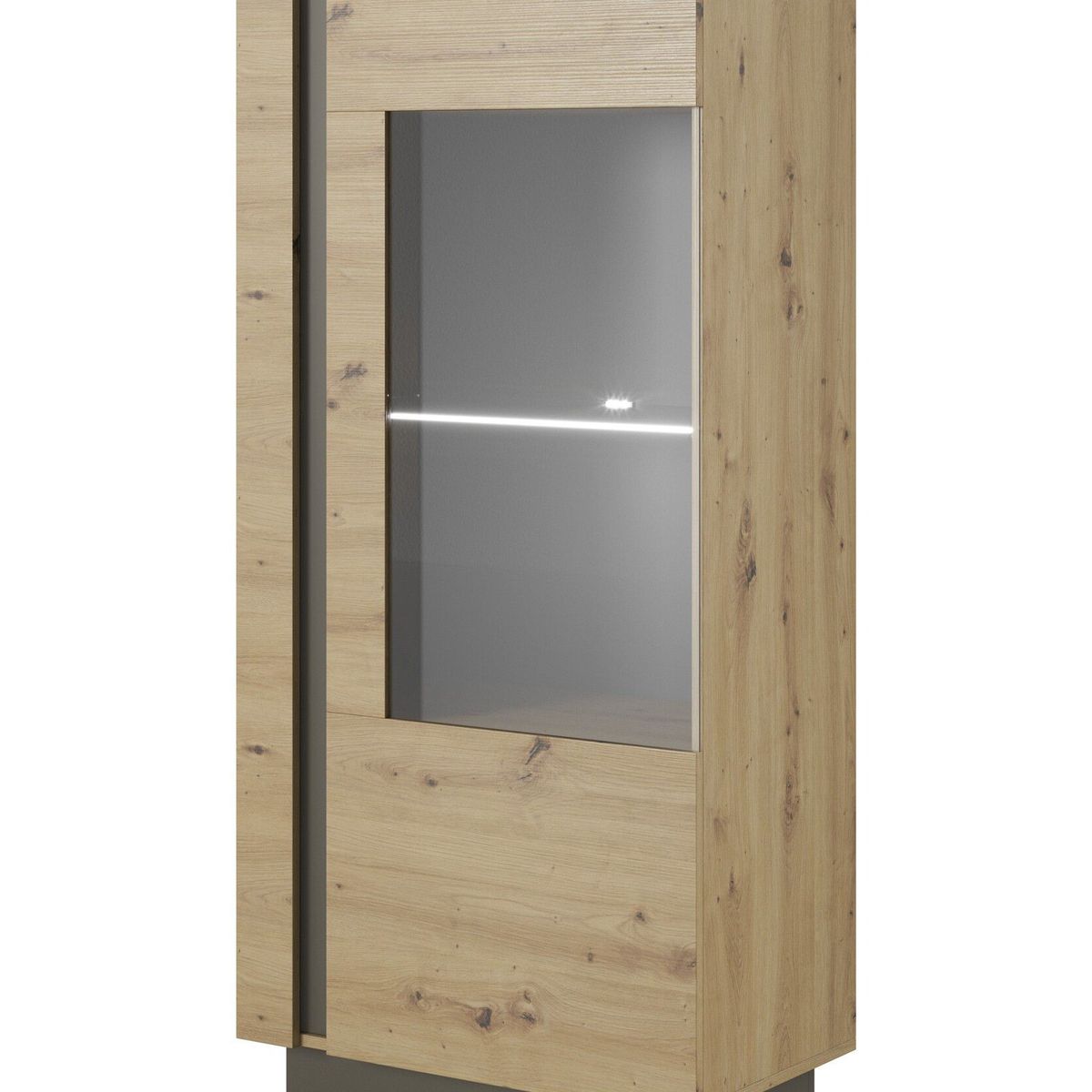 TU MESITA - Vitrina Contemporánea Brenda 1 puerta color DunaGris TU MESITA