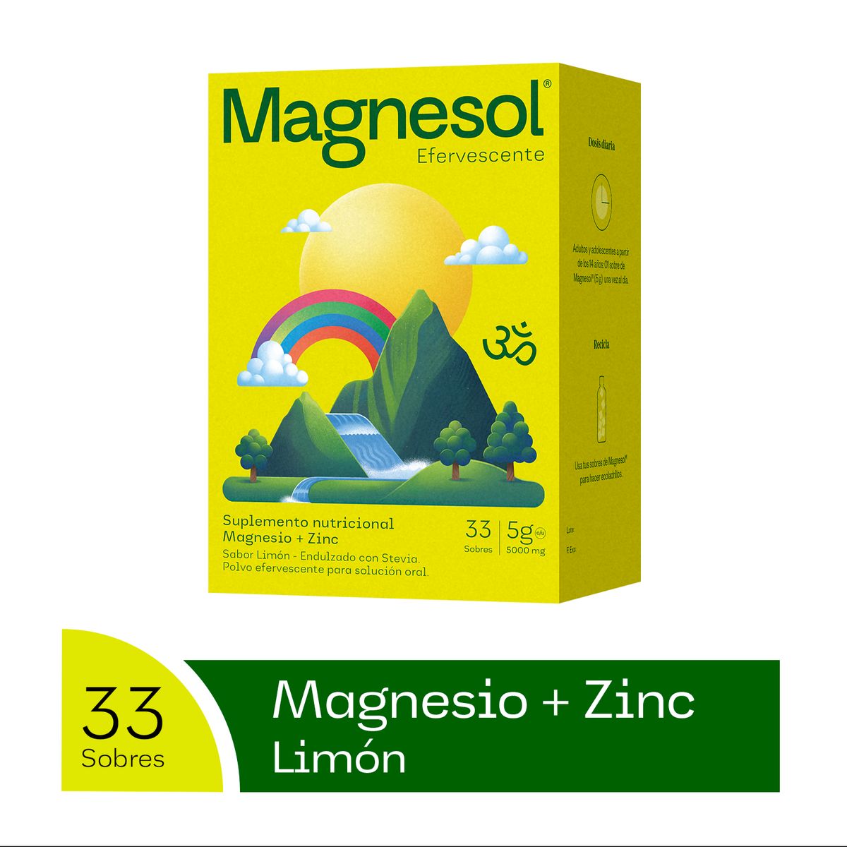 MAGNESOL - Magnesol Efervescente Limón Caja 33 sobres - Magnesio + Zinc