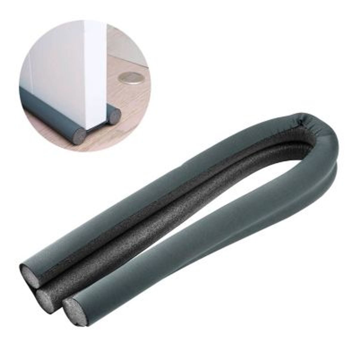 GENERICO - Burlete de Puerta Protector Espuma Negro Gris