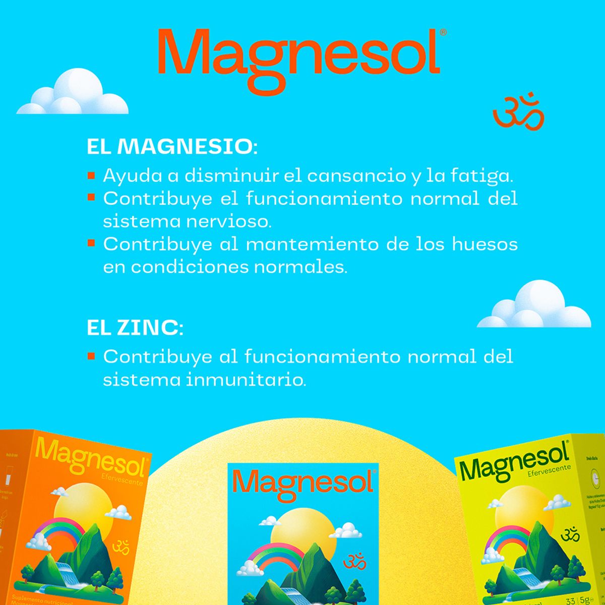 MAGNESOL - Magnesol Clásico Caja 33 sobres - Magnesio + Zinc