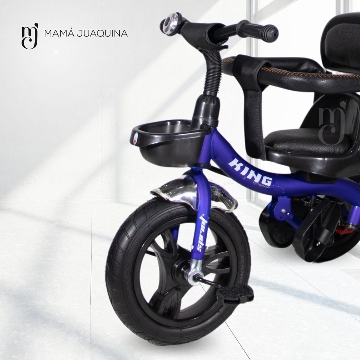 KING - Triciclo Guiador para Niños «BABY HAPPY» Blue