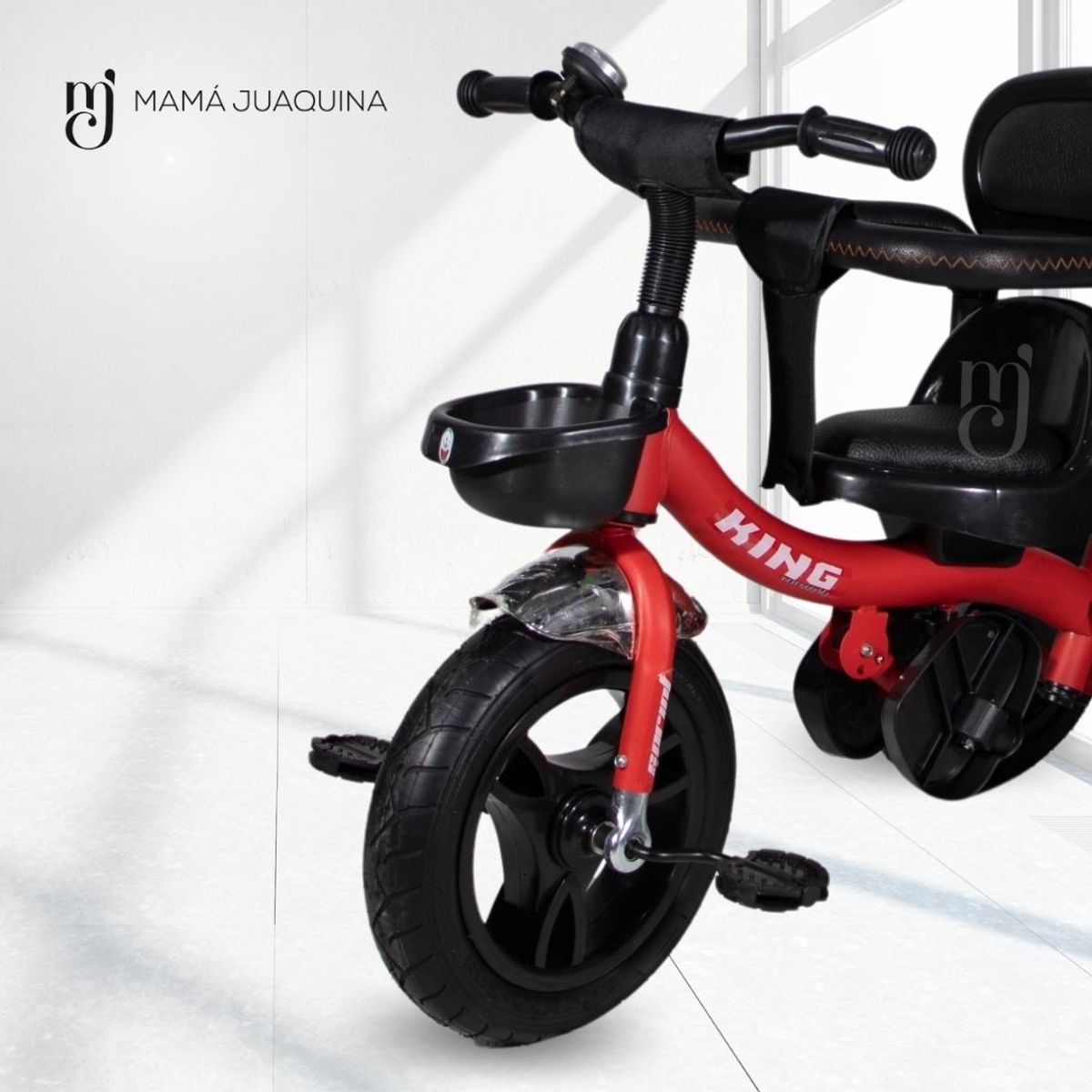 KING - Triciclo Guiador para Niños «BABY HAPPY» Red